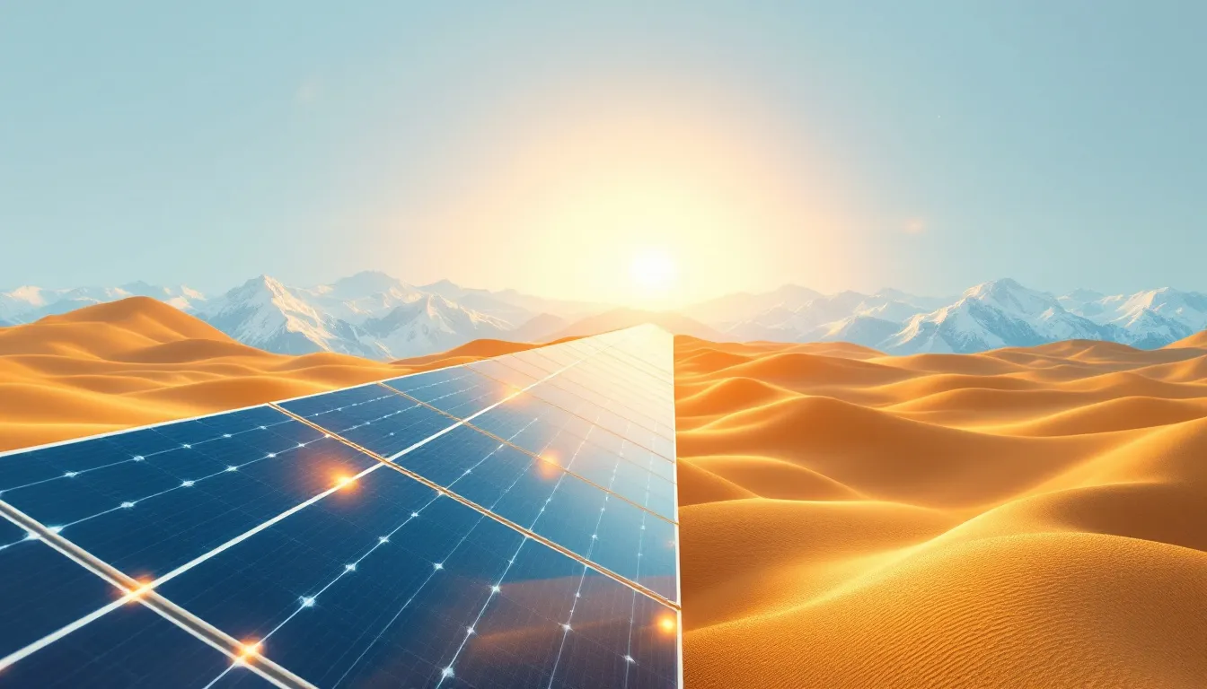 Ilustración abstracta del crecimiento global de la energía solar fotovoltaica cubriendo la demanda eléctrica mundial